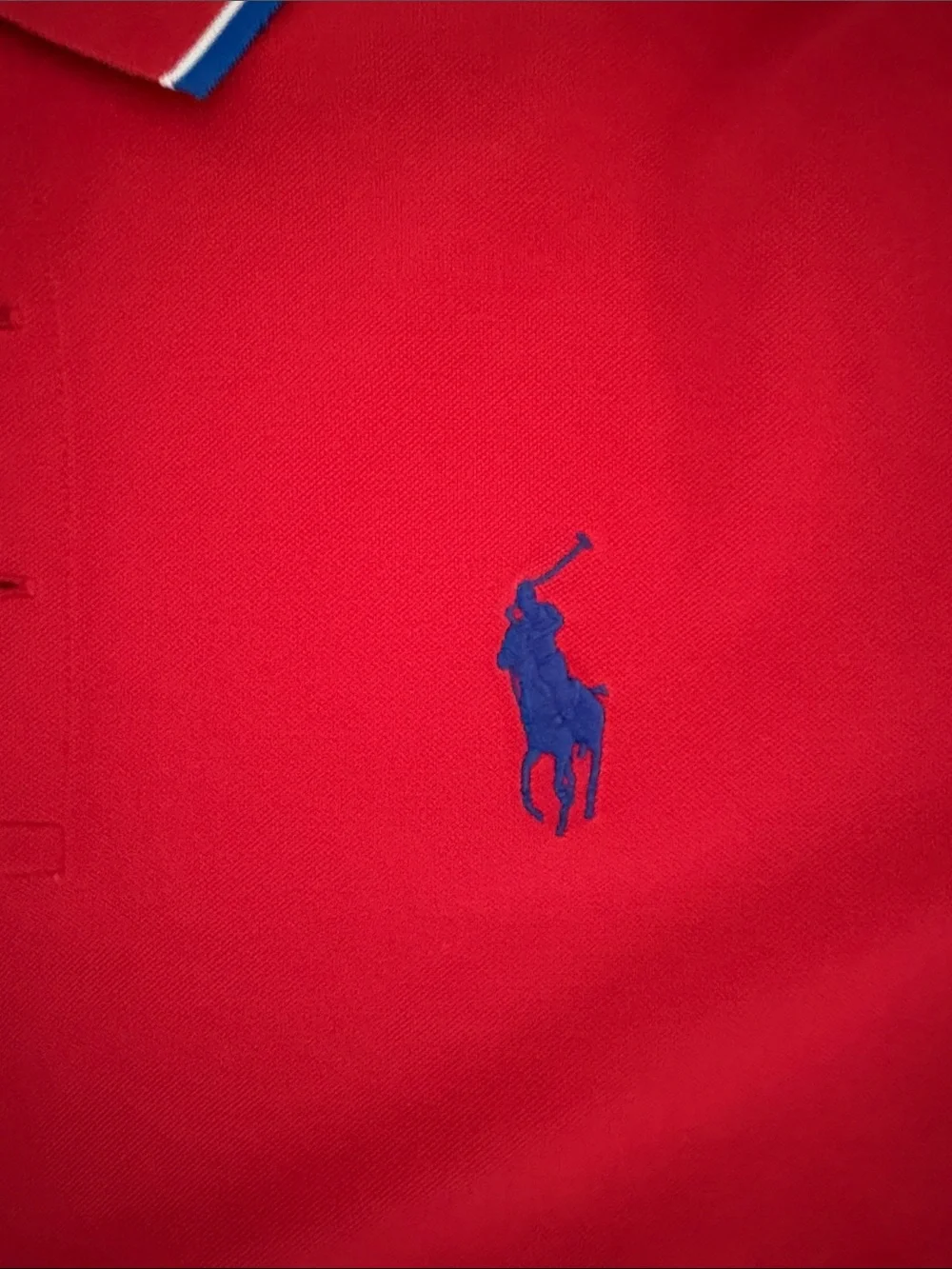 Ralph Lauren Red Polo with Blue Embroidered Pony